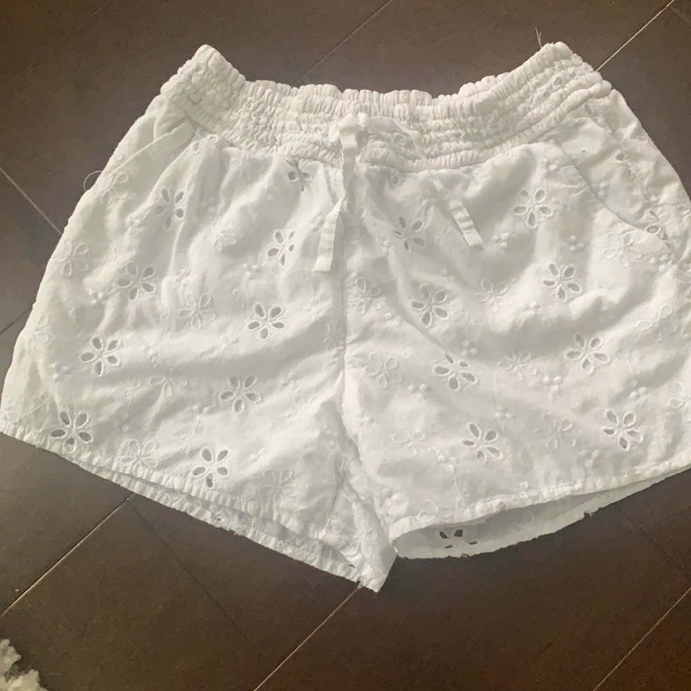 Girls White Abercrombie Kids Floral Shorts